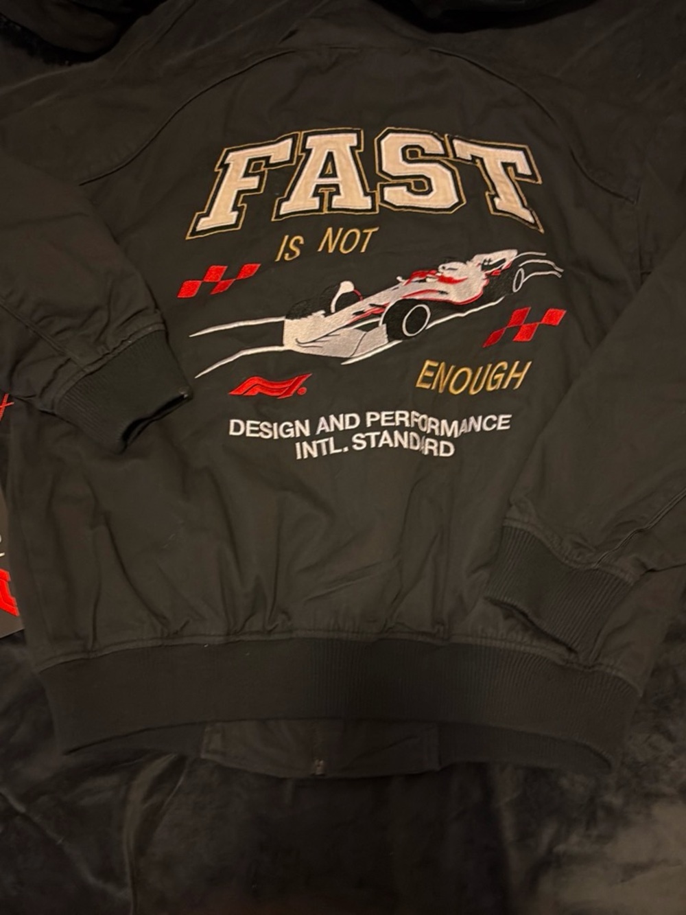 Formula 1 Men's Black Racing Graphic Jacket - FAST Design